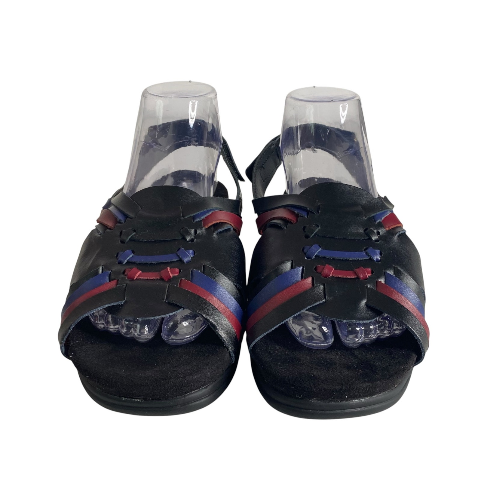 Boho Woven Leather Fisherman Sandals Multicolor Strappy Slingback Peep Toe Sz 9 — image 7 of 8